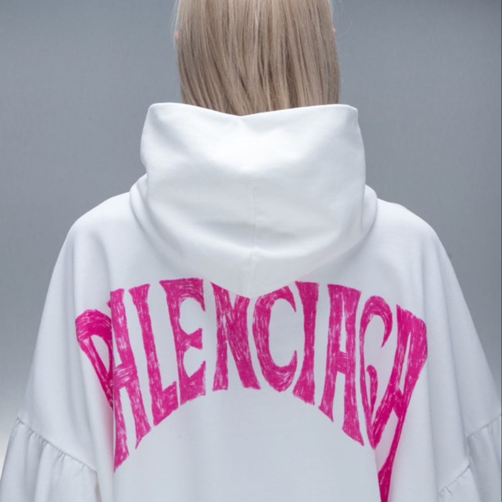 Paris Tropical Round Hoodie White | BALENCIAGA 🌴